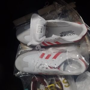 adidas Women's White and Red Sneakers